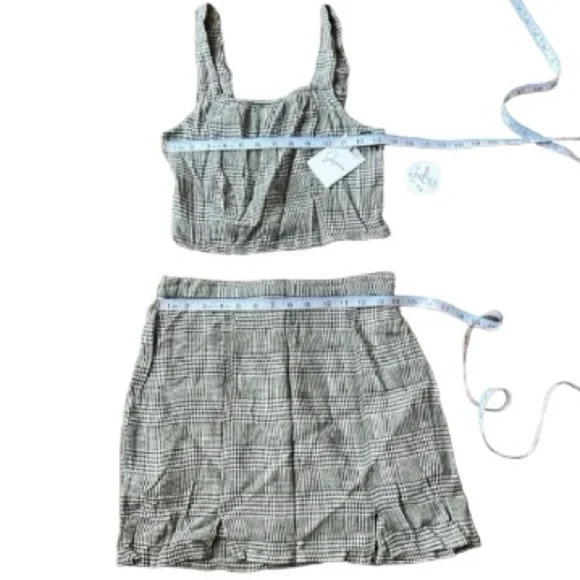 Japna Black White Gingham Two Piece Set Medium | Crop Top Mini Skirt NWT - Picture 13 of 16